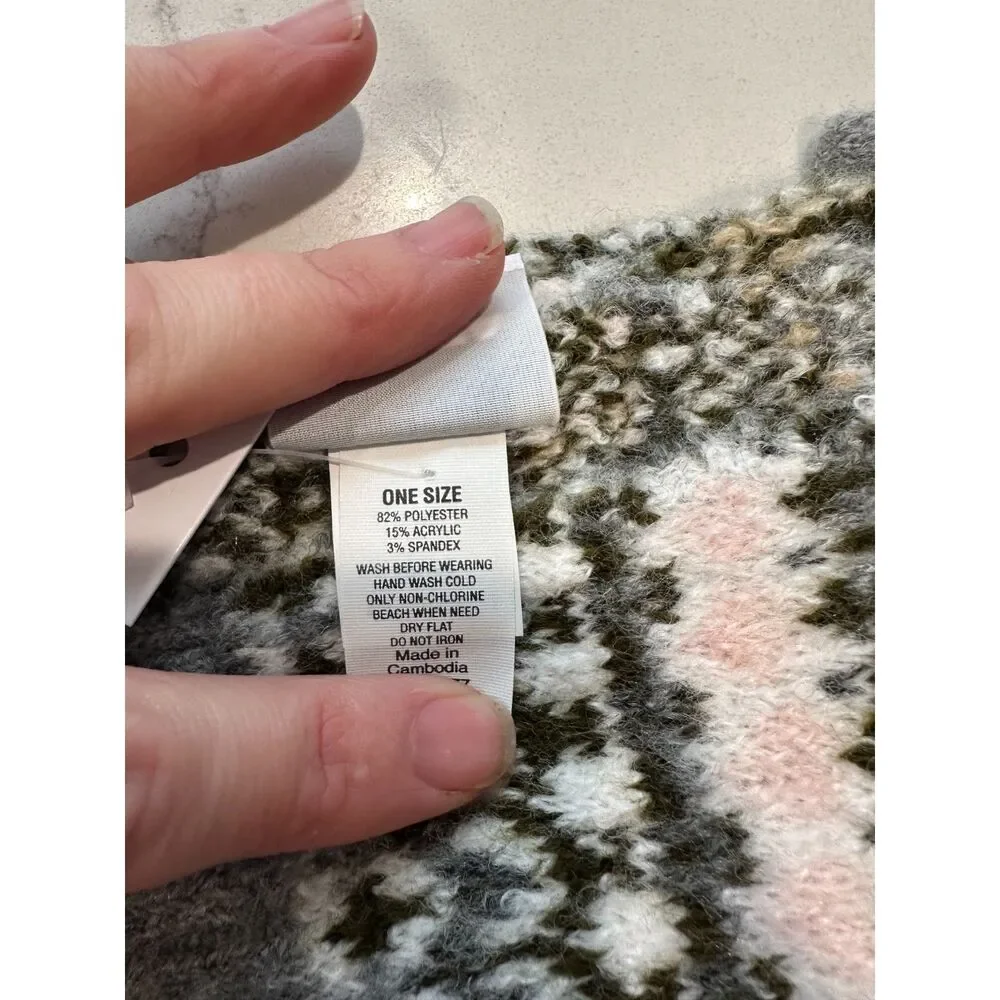 NWT Sonoma Fair Isle Knit Scarf Gray